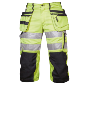 Björnkläder ülepõlvepüksid ripptaskutega, kollane/must, kl 2