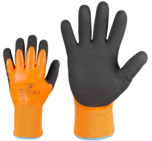 Veekindlad topeltlateksiga kaetud voodriga töökindad