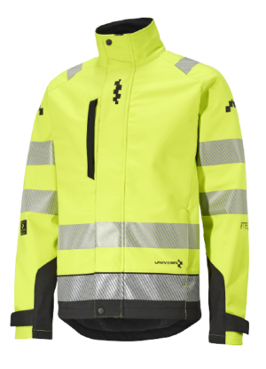 Univern softshell jakk, klass 3, kollane/must