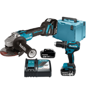 Combokit Makita DLX2334J (DHP485, DGA504) + 3x3.0Ah 18V akut ja kiirlaadija DC18RC + Makpac 4 kohver