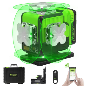 Huepar P04CG rohelise kiirega 4 liini laser 4x360°+ aku